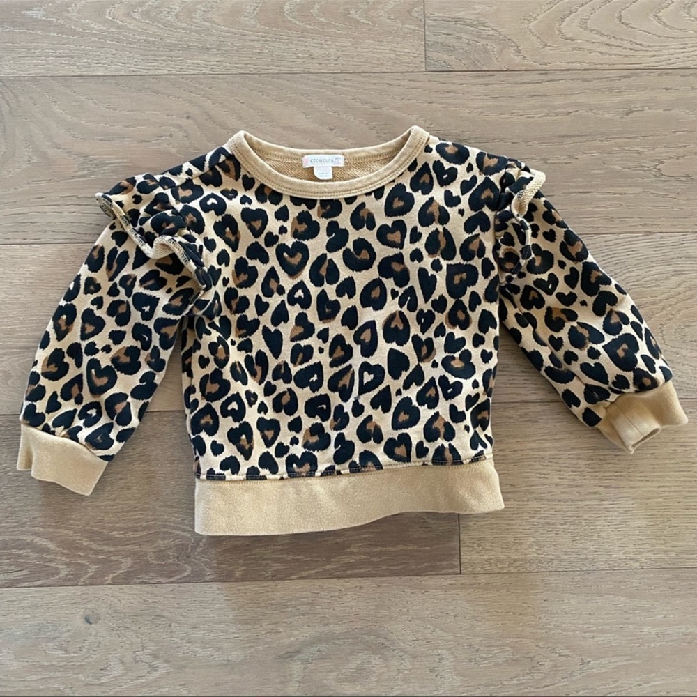 EUC Crewcuts Leopard Sweatshirt with Ruffle Detail